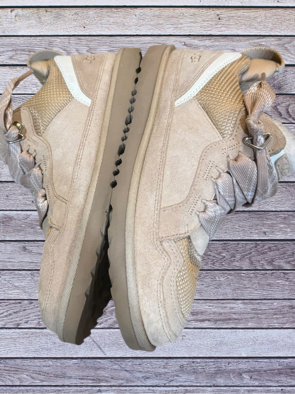 UGG Lowmel Sneakers Sand Tan Chunky Viral Suede Ankle Booties Size Hack 7.5 / 8 - Picture 9 of 16